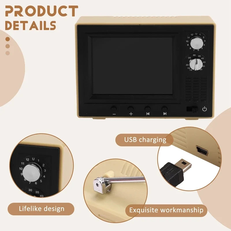 Retro Miniature TV – Playable 1:12 Scale Dollhouse Decor — open display view