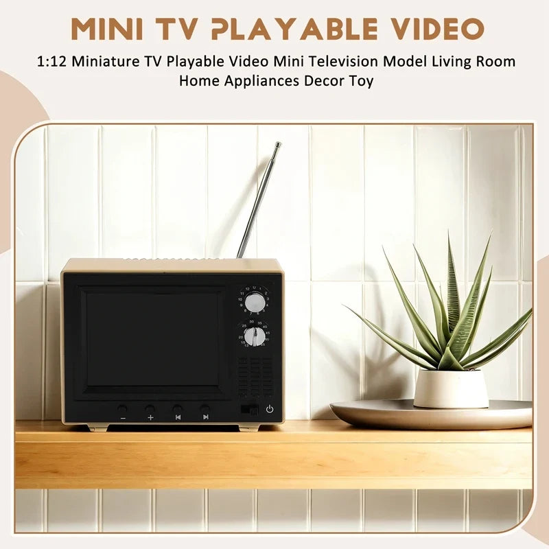 Retro Miniature TV – Playable 1:12 Scale Dollhouse Decor — angled close-up