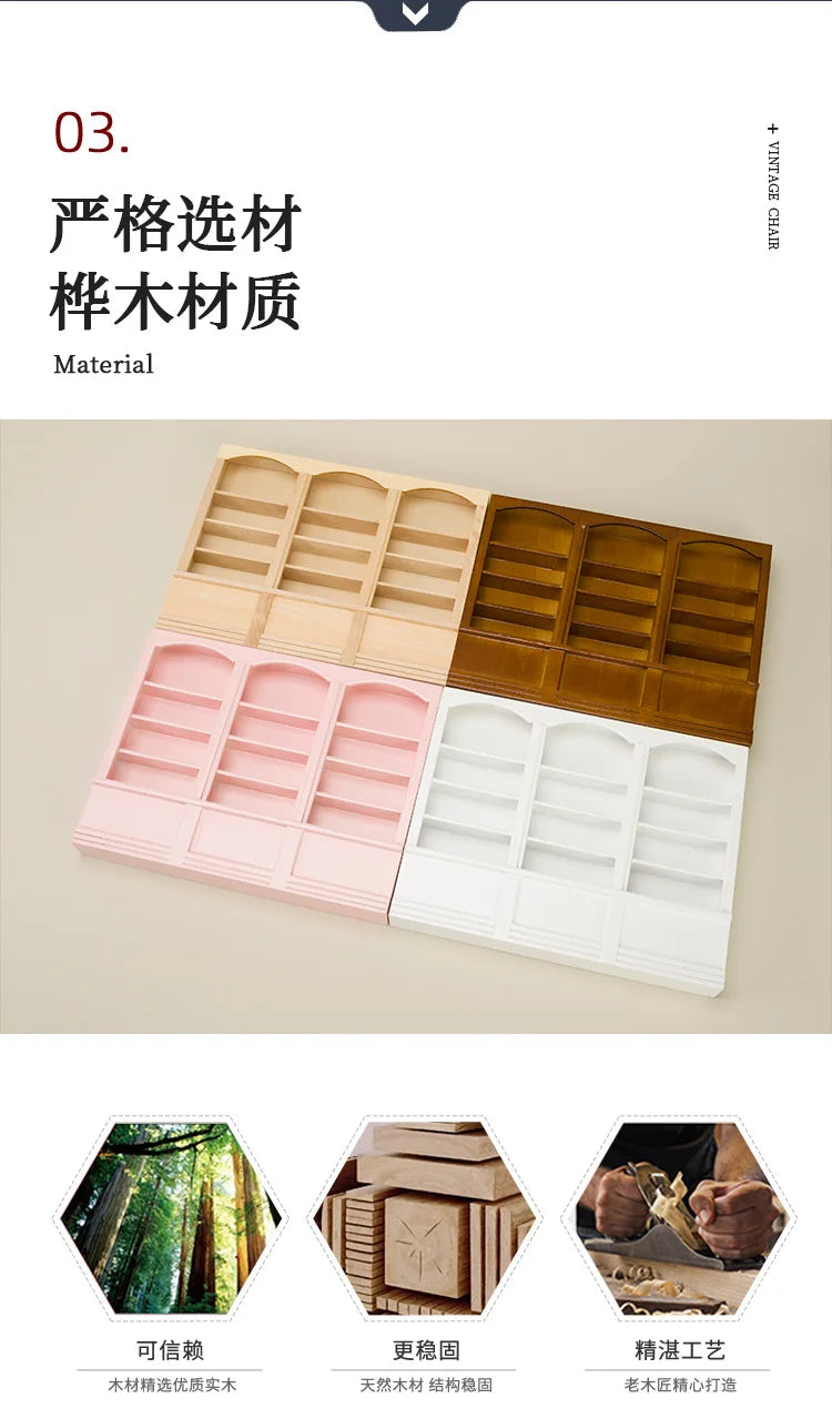 1:12 Scale Triple Bookshelf — open display view