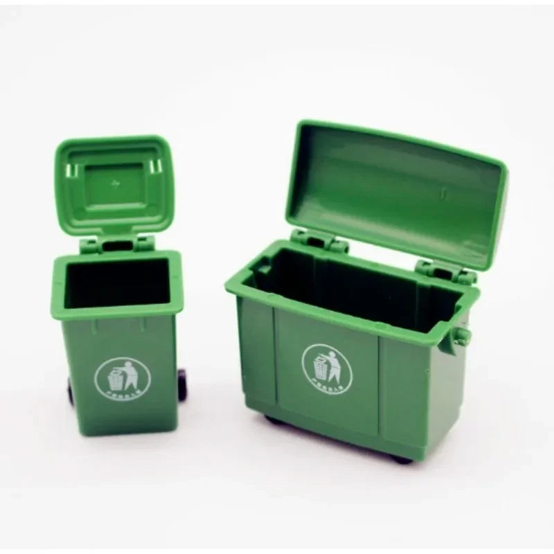 1:6 Scale Garbage Bin with Wheels & Lid — front angle