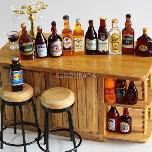 Scale Wine Whisky Bottle Bjd DIY Miniature House Kit — detalied side view