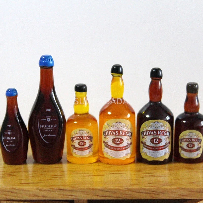 Scale Wine Whisky Bottle Bjd DIY Miniature House Kit — box and pieces