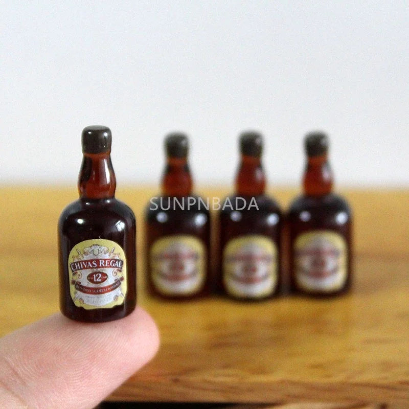 Scale Wine Whisky Bottle Bjd DIY Miniature House Kit — angled close-up