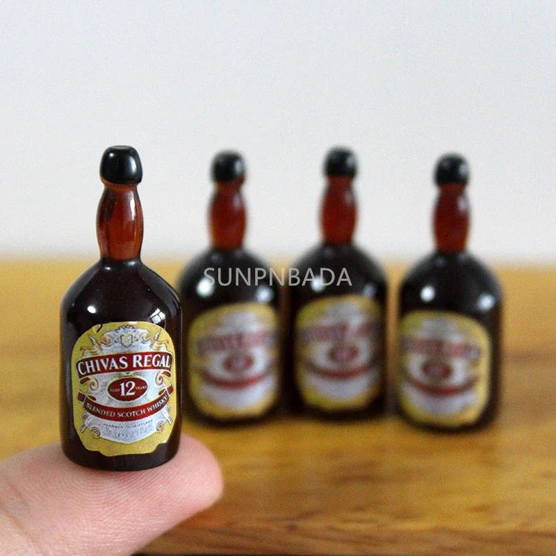 Scale Wine Whisky Bottle Bjd DIY Miniature House Kit — angled close-up