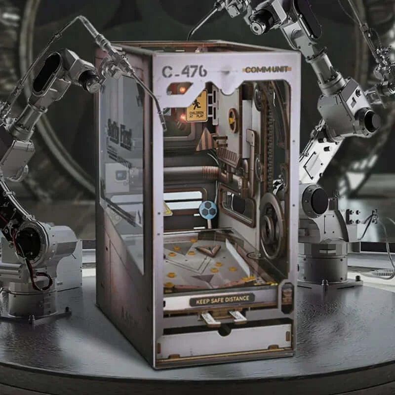3D Pinball Tilt DIY Book Nook Kit — box and pieces