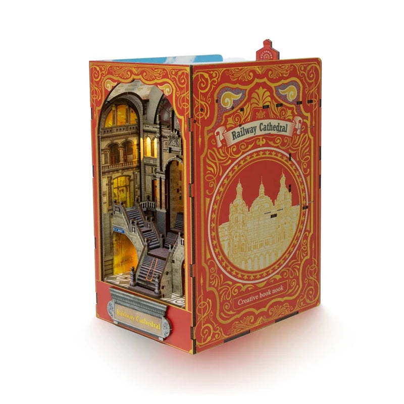 Antwerp Railway Cathedral DIY Book Nook Kit — angled close-up