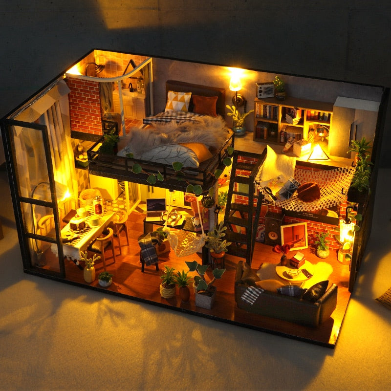Art Loft DIY Dollhouse Kit — open display view