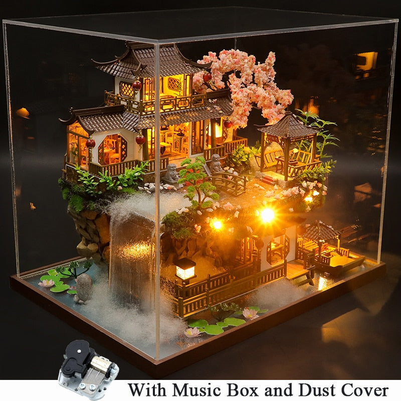 Chinese Garden Dollhouse Kit — angled close-up