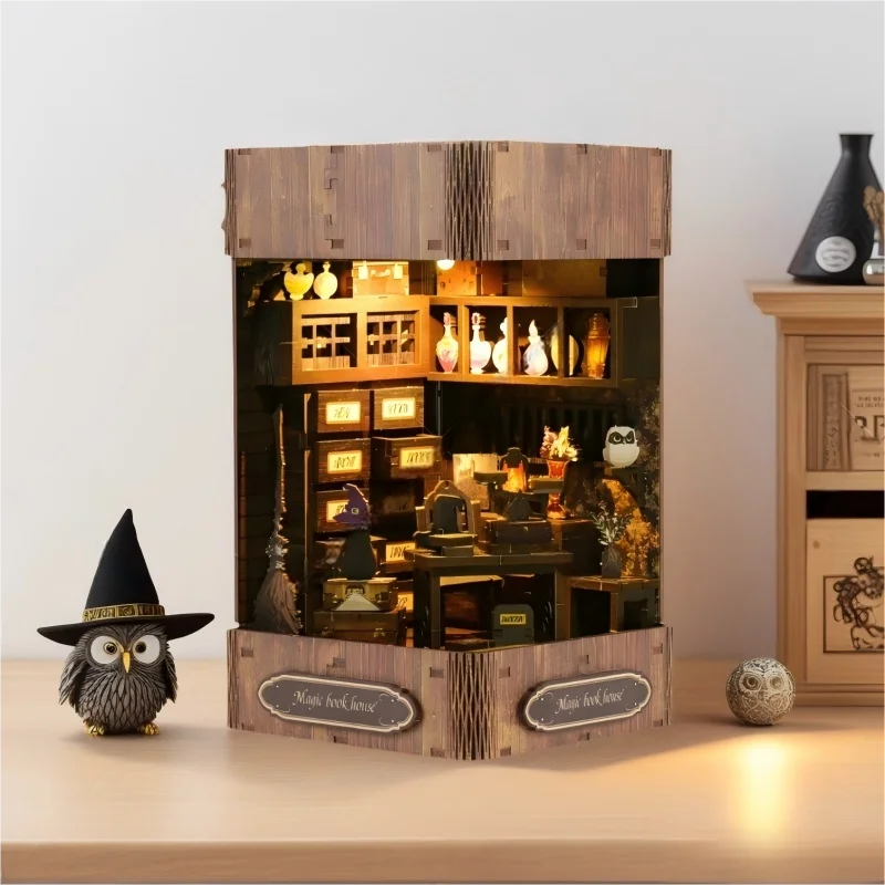 Book Lane DIY Miniature House Kit — open display view