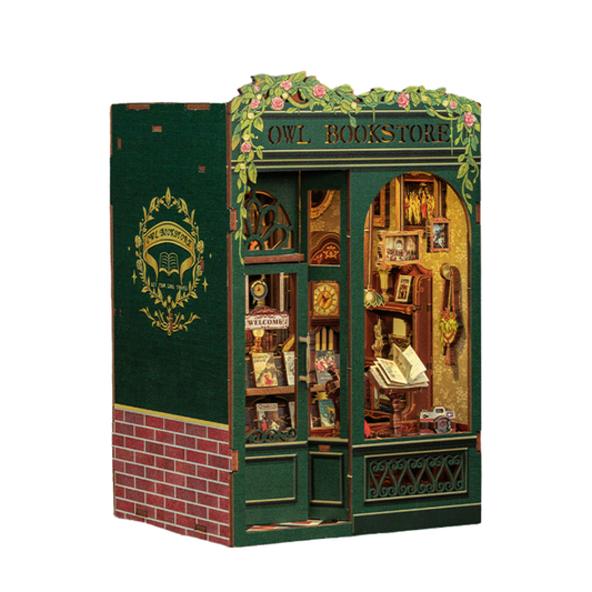 Cutebee Owl Bookstore DIY Book Nook Kit — detalied side view