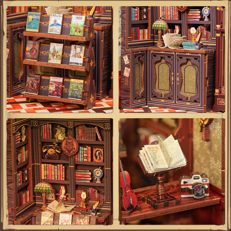 Cutebee Owl Bookstore DIY Book Nook Kit — scene view