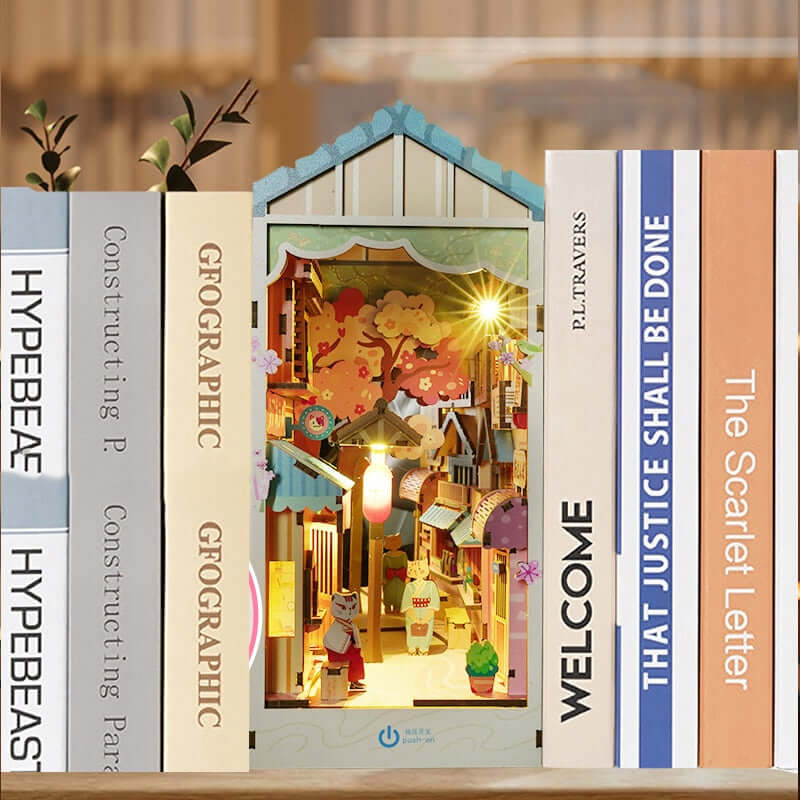 Cat Grocery Store Book Nook Kit — open display view