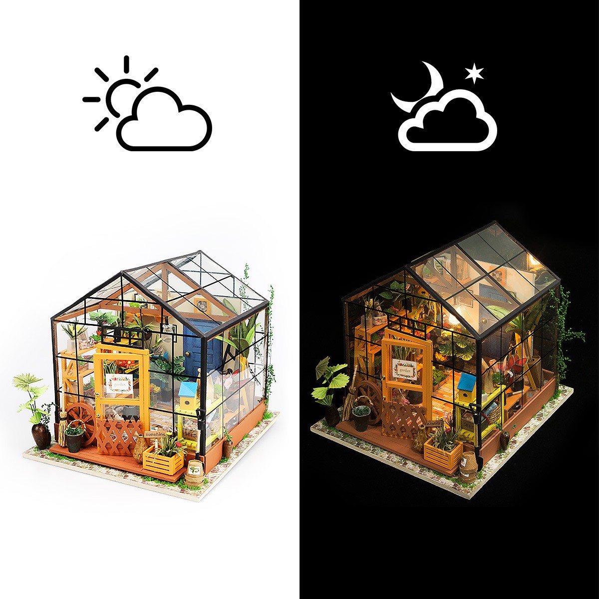 Cathys Flower Robotime DIY House Kit — open display view