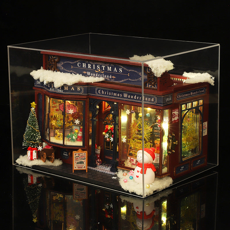 Christmas Shop DIY Miniature House Kit — box and pieces