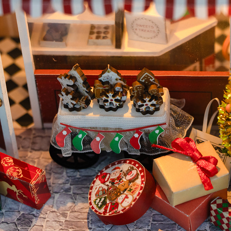 Christmas Sweets Shop Miniature Kit — open display view