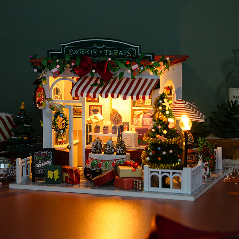 Christmas Sweets Shop Miniature Kit — angled close-up