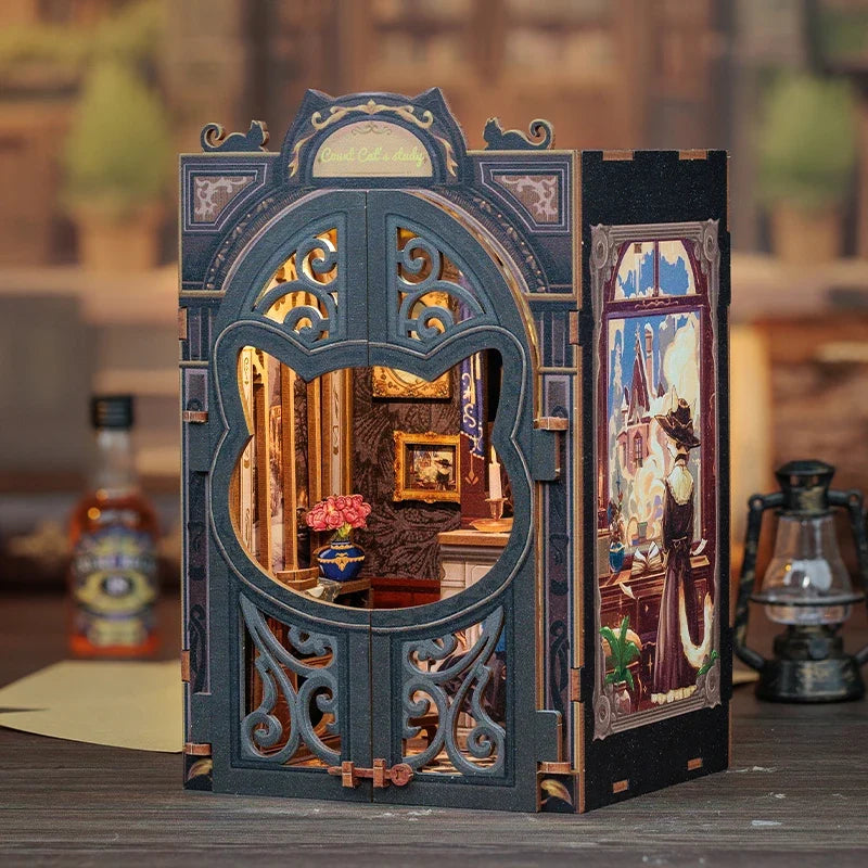 Count Cat's Study Book Nook Kit — open display view