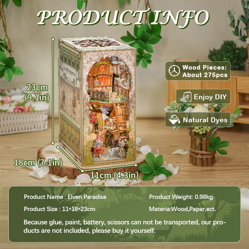 Cutebee Elven Paradise DIY Book Nook Kit — scene view