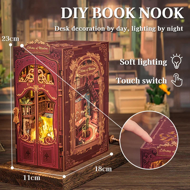 Cutebee Library Of Wisdom DIY Book Nook Kit — detalied side view