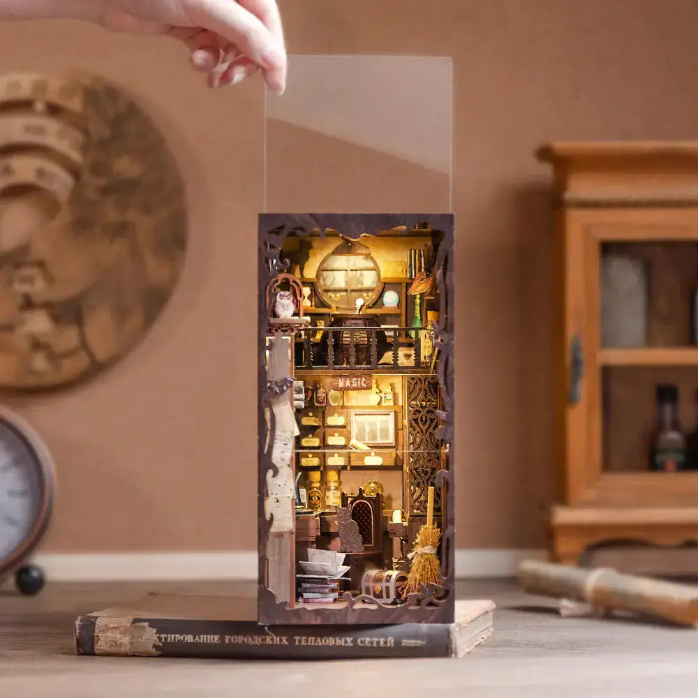 Cutebee Magic Pharmacist DIY Book Nook Kit — open display view