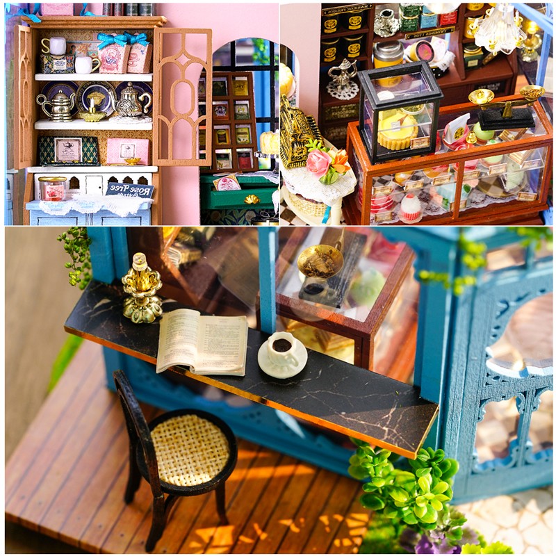 Rose Garden Tea House Dollhouse — open display view