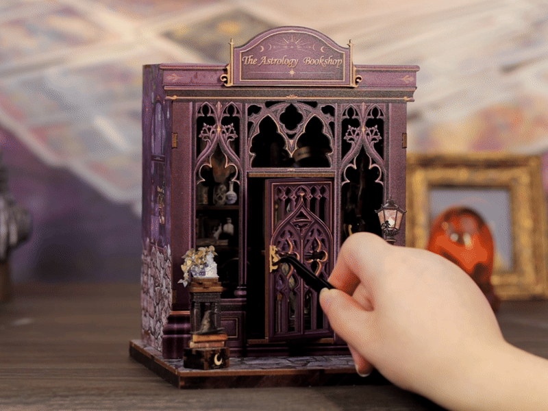 Astrology Bookshop Book Nook Kit — open display view