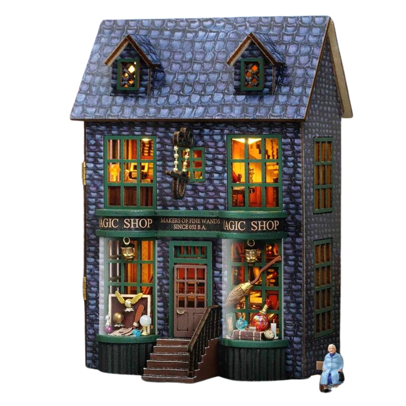 Garden Restaurant DIY Miniature House Kit — open display view