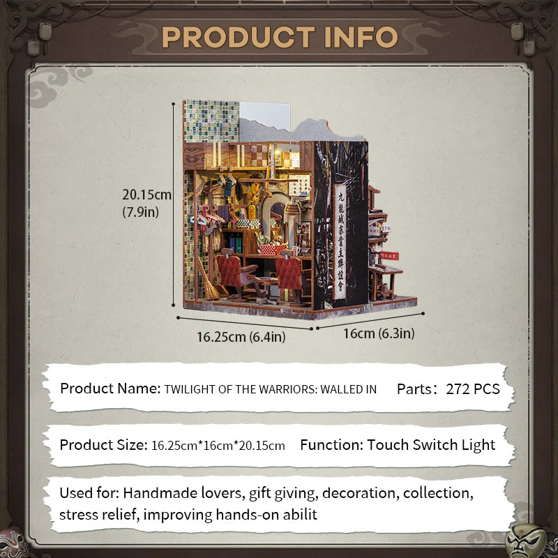Kowloon Walled City Book Nook Kit – Twilight of the Warriors: Walled In — box and pieces