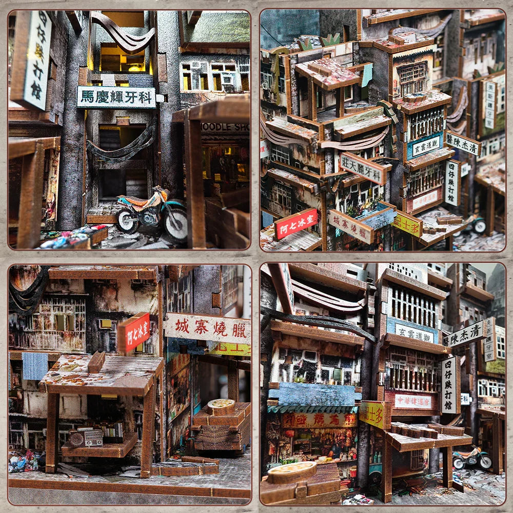 Kowloon Walled City Book Nook Kit – Twilight of the Warriors: Walled In — angled close-up