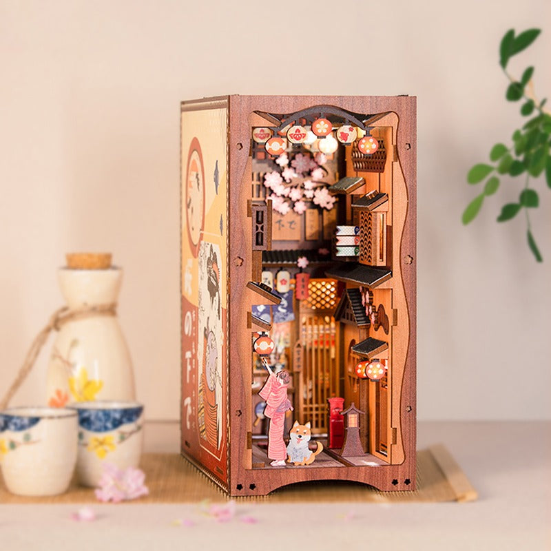 Cutebee Under The Sakura DIY Book Nook Kit — angled close-up