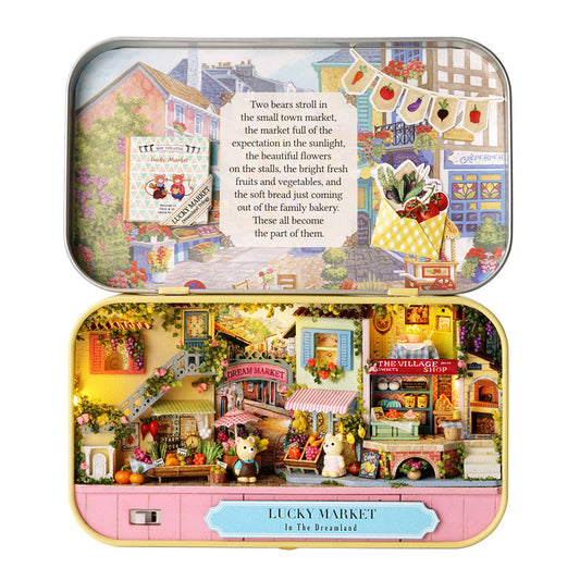 DIY Miniature Lucky Market Box Theater — detalied side view
