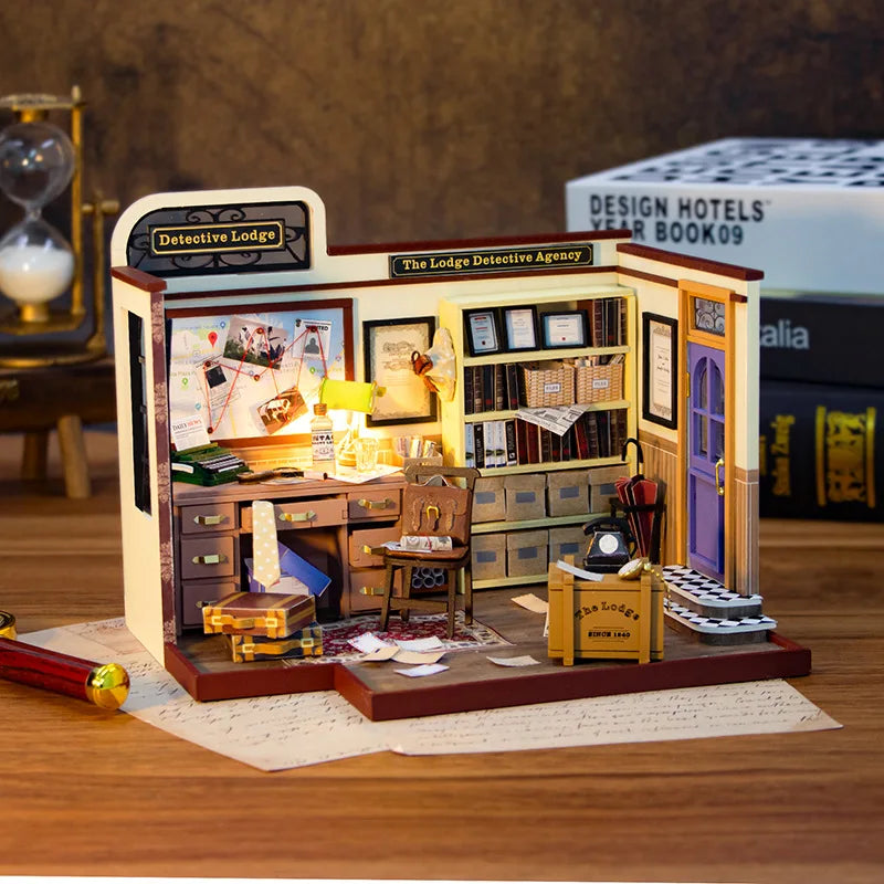 Detective Agency Of Lodge DIY Book Nook Kit — angled close-up