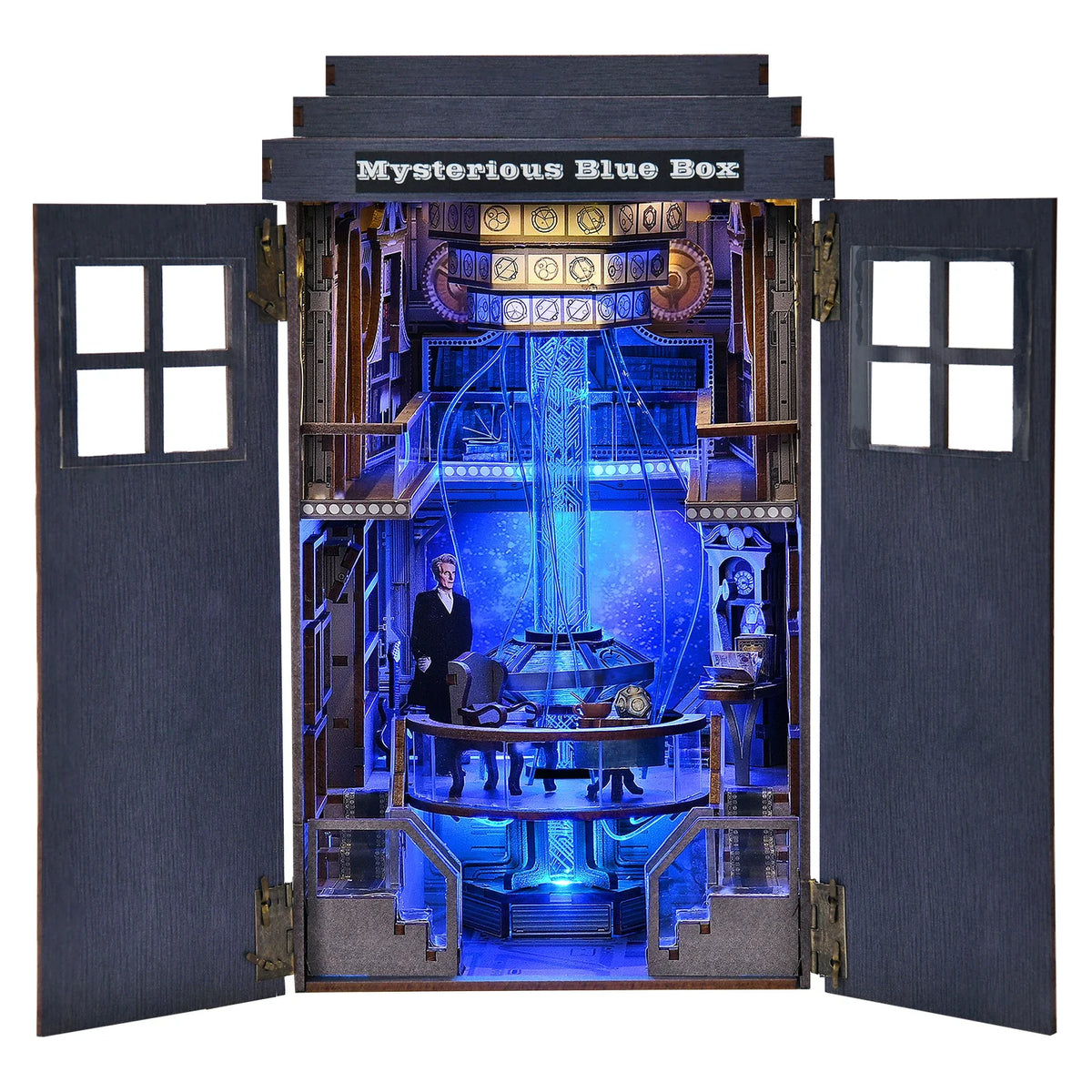 Mysterious Blue Box DIY Book Nook Kit — box and pieces