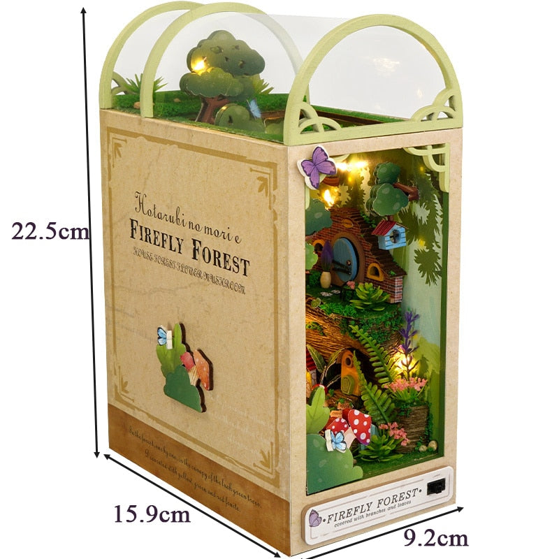 Firefly Forest DIY Book Nook Kit — box and pieces
