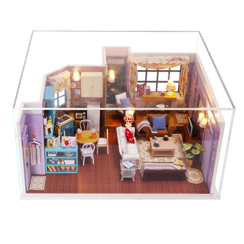 Central Perk Cafe DIY Miniature House Kit — angled close-up