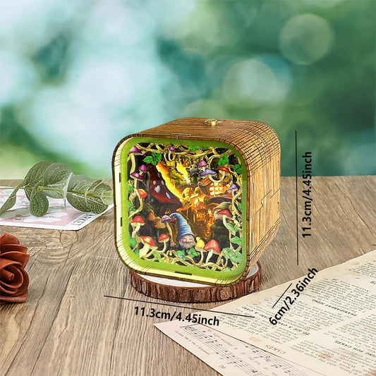 Gnome Village Wooden DIY Night Light — detalied side view