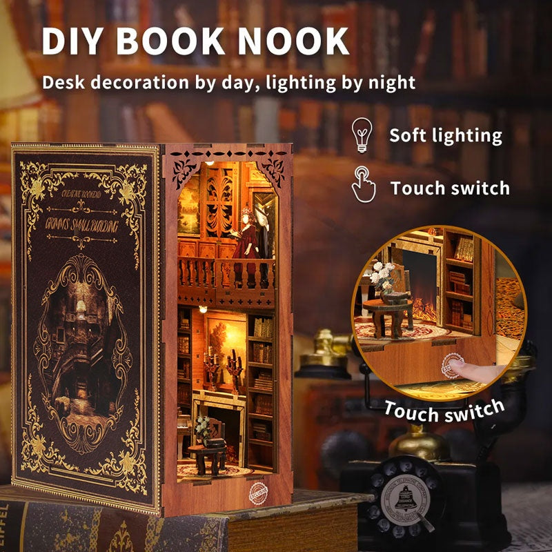 Grimm Cottage DIY Book Nook Kit — open display view