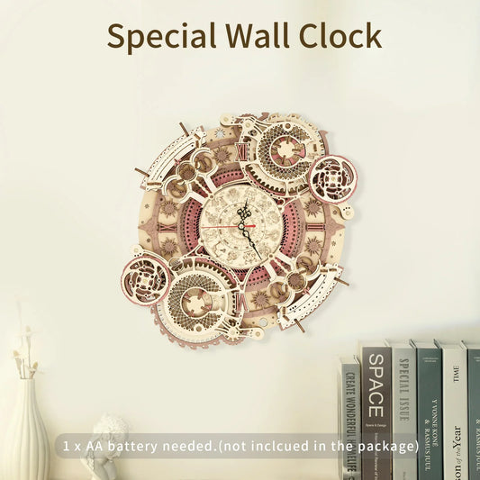 Robotime Rokr Steampunk Wall Clock Kit – DIY Mechanical Assembly — detalied side view