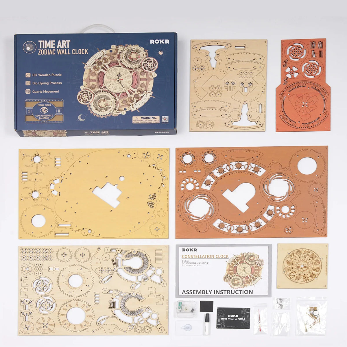Robotime Rokr Steampunk Wall Clock Kit – DIY Mechanical Assembly — scene view