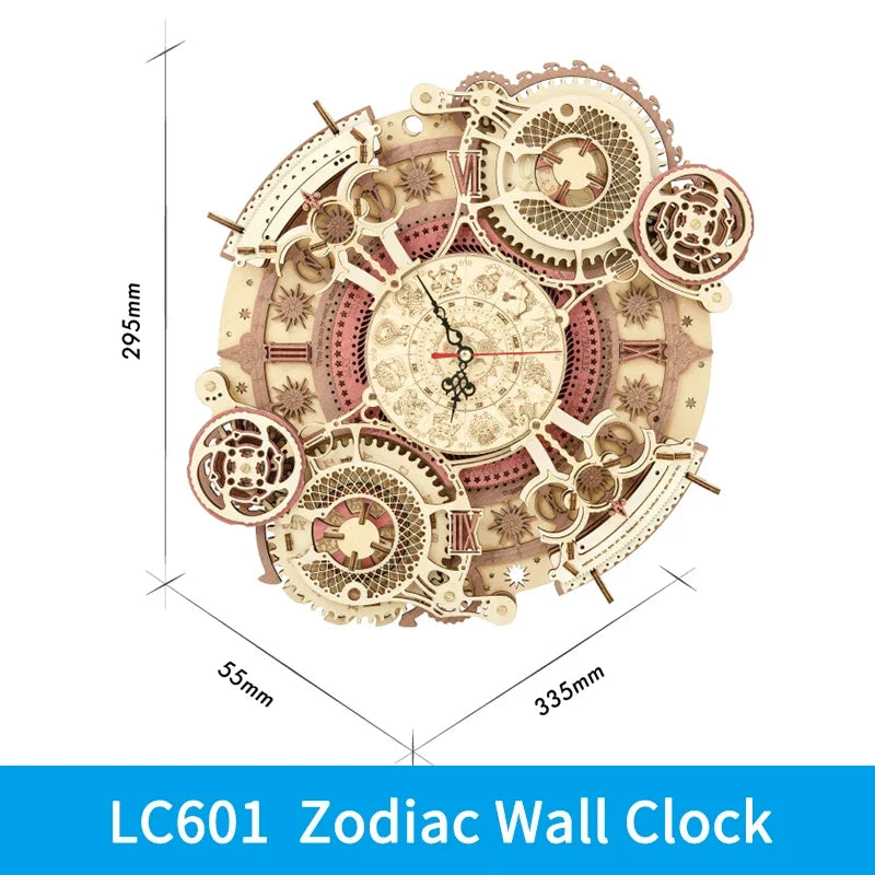 Robotime Rokr Steampunk Wall Clock Kit – DIY Mechanical Assembly — box and pieces