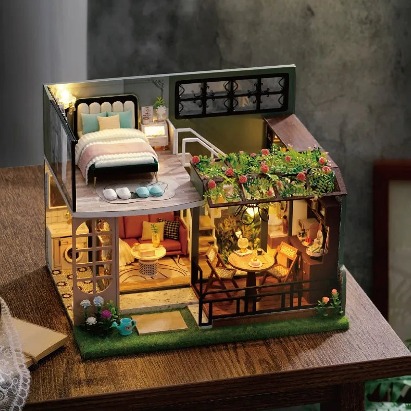Half Of The Garden DIY Dollhouse Kit — angled close-up