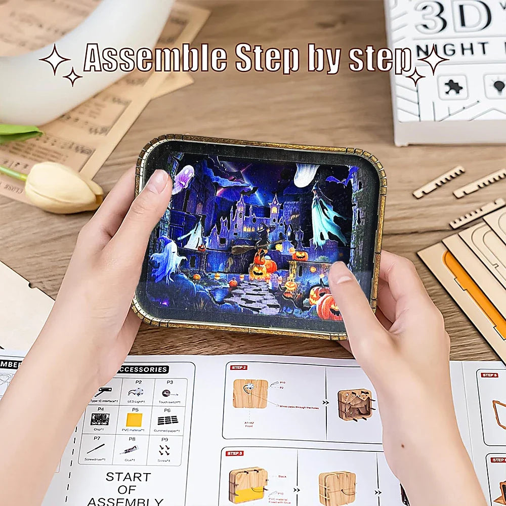 Haunted Castle DIY Night Light Kit — box and pieces
