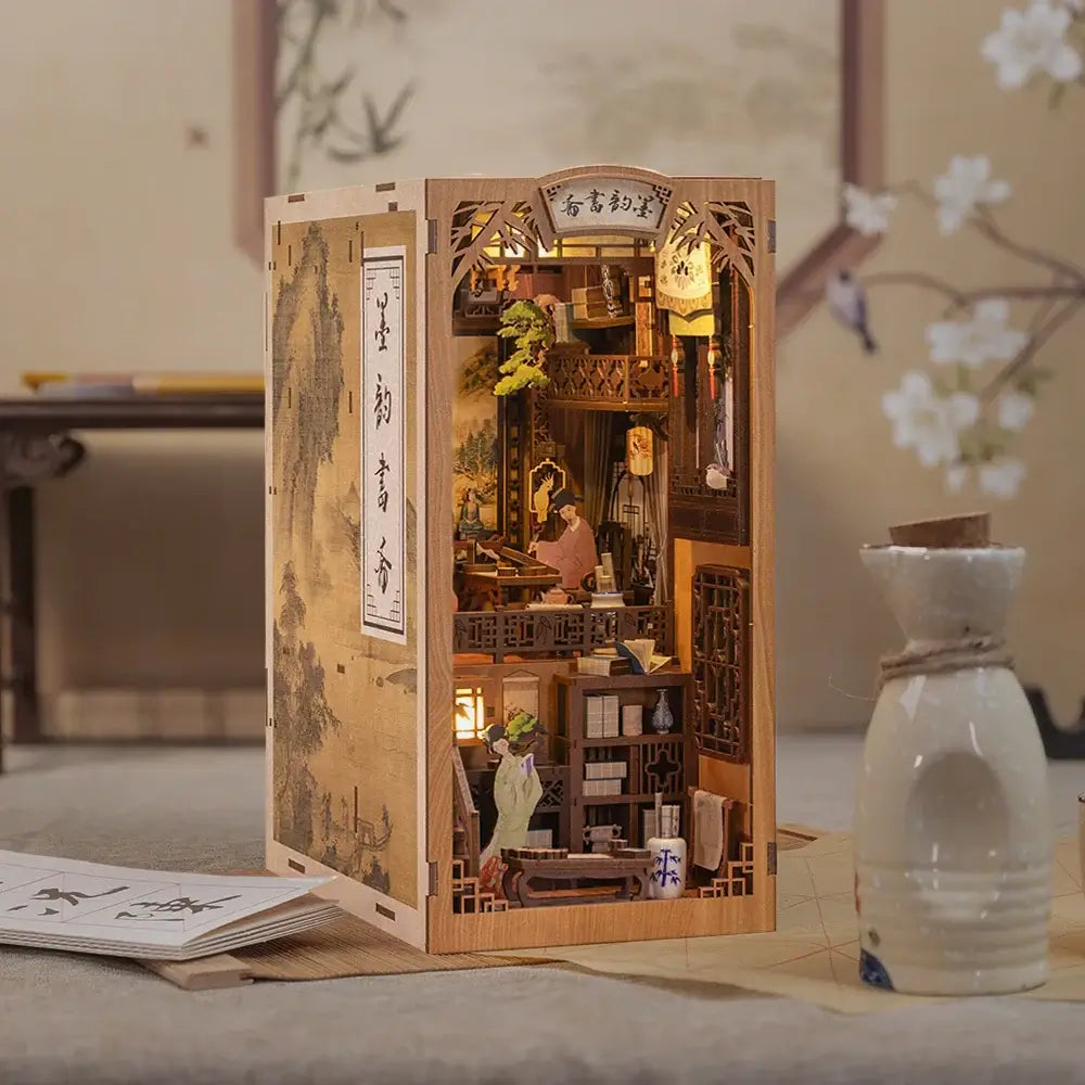 Ink Rhyme Bookstore DIY Book Nook Kit — box and pieces
