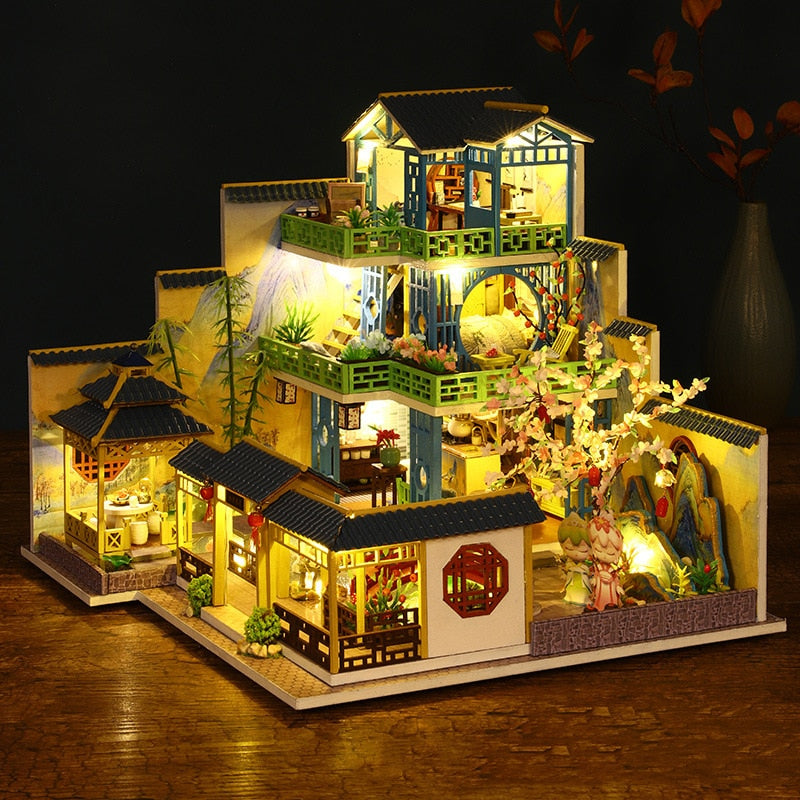 Japanese Garden DIY Miniature House Kit — angled close-up