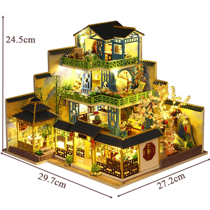 Japanese Garden DIY Miniature House Kit — box and pieces