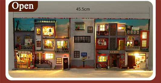 Japanese Town DIY Book Nook Kit — detalied side view