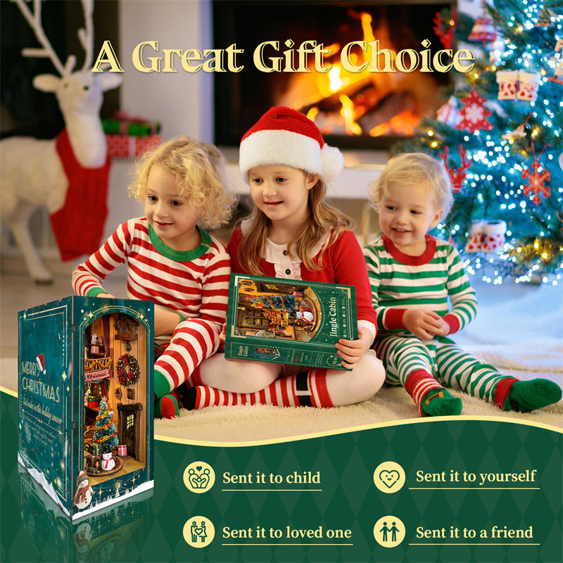 Jingle Cabin DIY Book Nook Kit — box and pieces