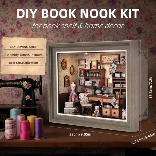 Lily Sewing Shop Miniature With LED Lights — detalied side view