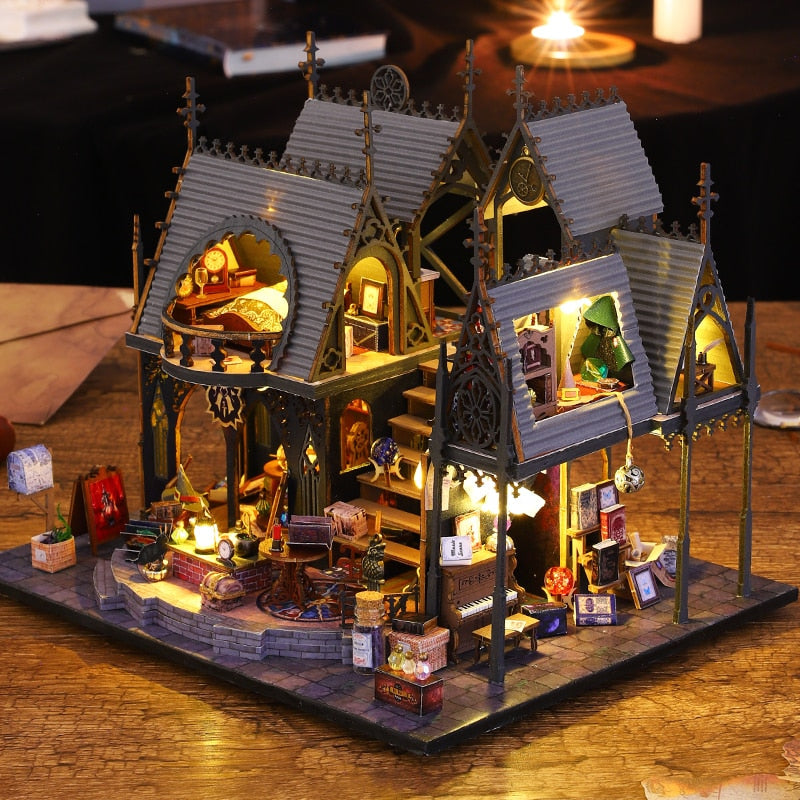 Luna Magic Retro DIY Miniature House Kit — front angle
