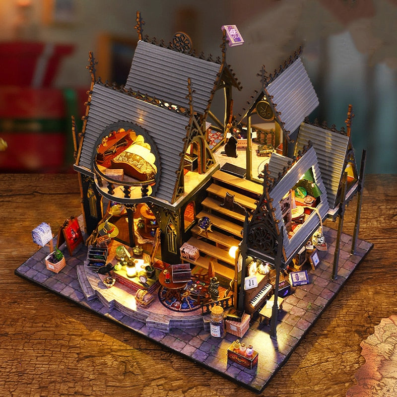 Luna Magic Retro DIY Miniature House Kit — open display view
